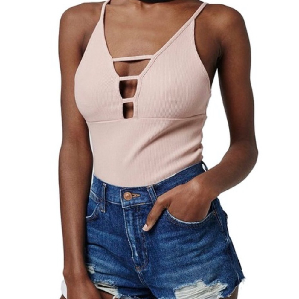 TOP SHOP Light Pink Ribbed Bodysuit 8